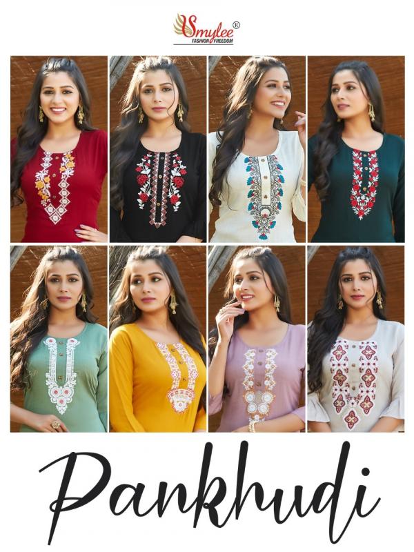 Smylee Pankhudi Rayon Designer Embroidery Kurti